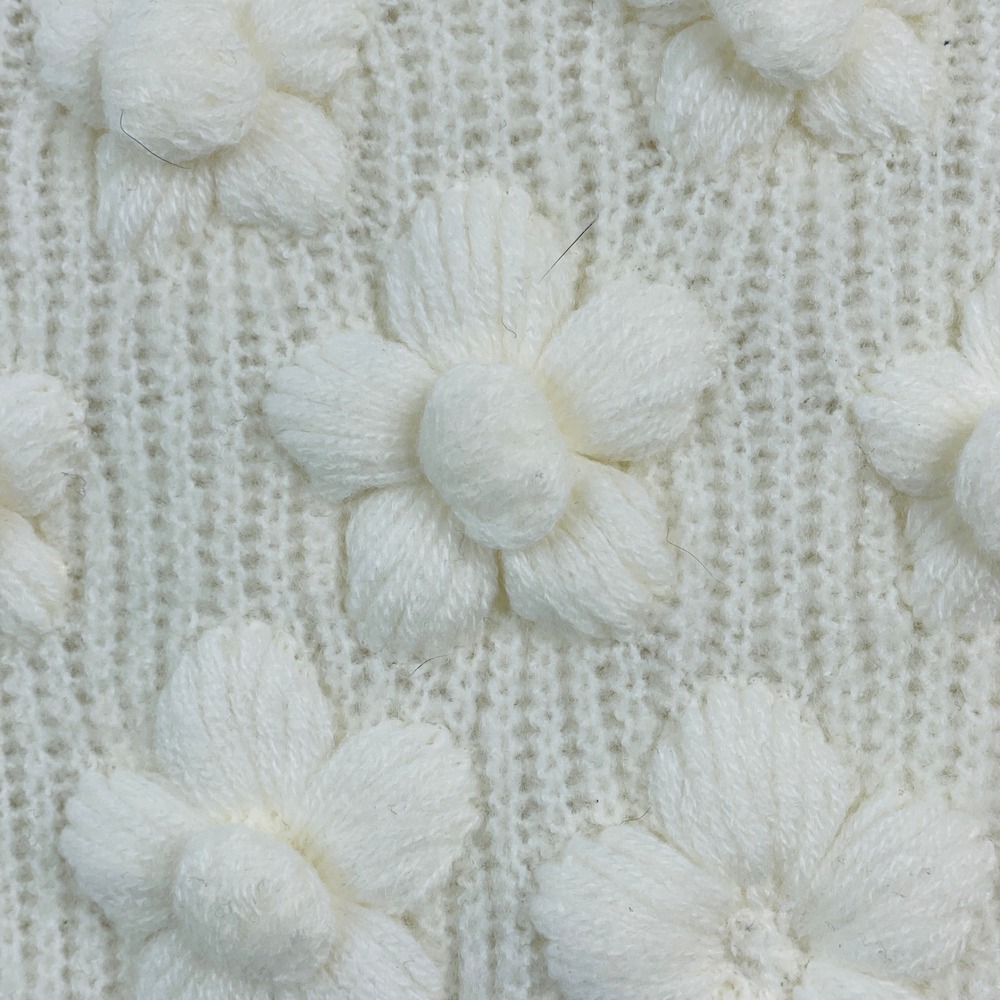 Market & Spruce Cottage Embroidered Sweater Medium Floral Bishop Sleeve Neutral - Picture 6 of 10